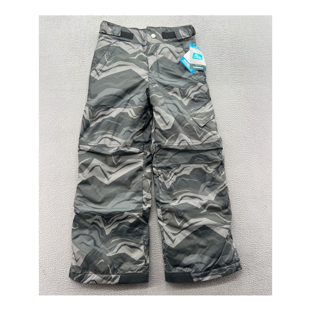 Columbia Waterproof Snow Pants Boys Sz 8 Grey Camo Outgrown System Ski Trousers